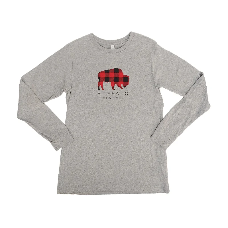 Buffalo Plaid Grey Long Sleeve Tee