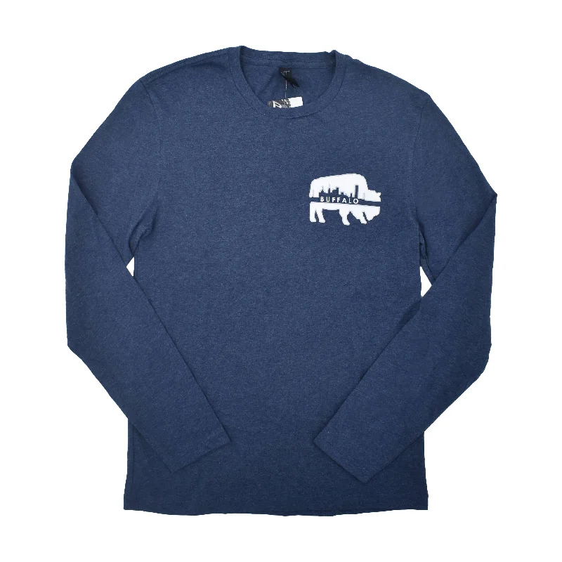 Buffalo Skyline Heather Blue Long Sleeve Shirt