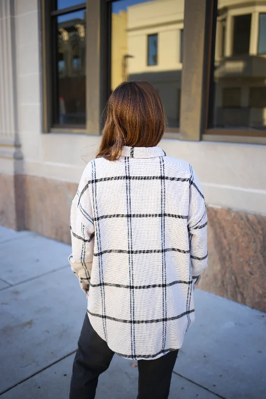 Ivory and Black Plaid Button-Down Top | Boutique Elise | Cameron