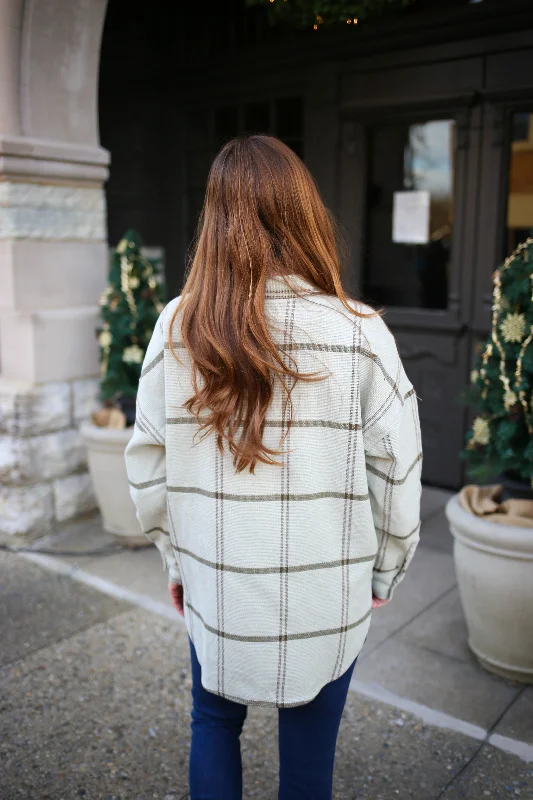 Light Green and Olive Plaid Button-Down Top | Boutique Elise | Catherine