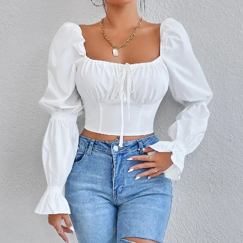 Long Sleeve Cropped Corset Top