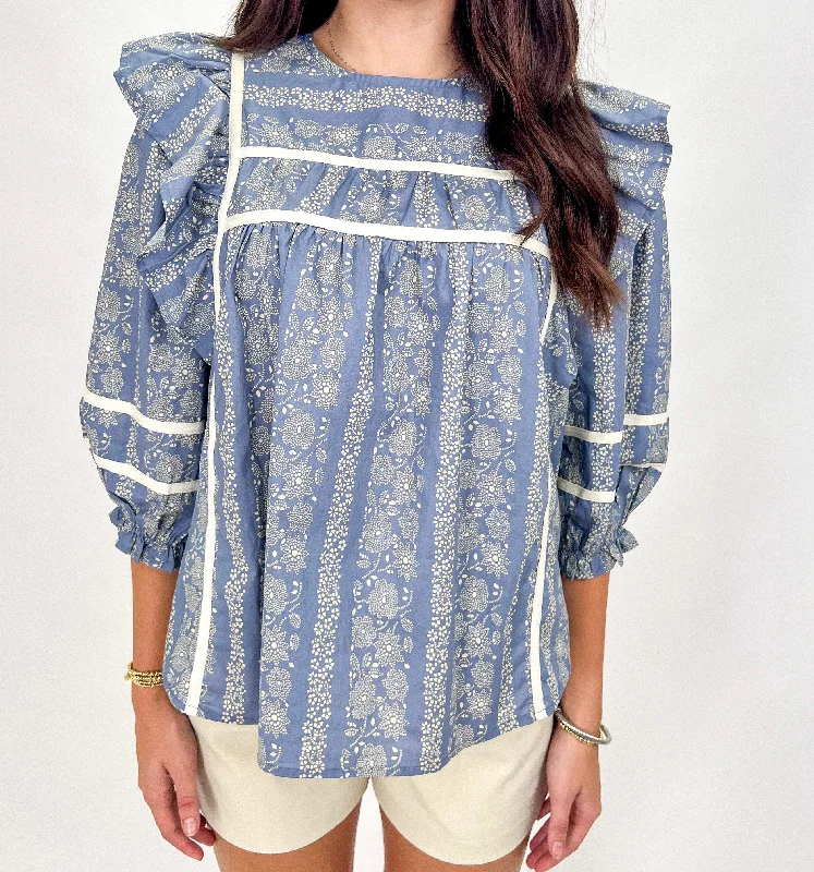 ONLY ONE FOR ME DENIM RUFFLE TOP