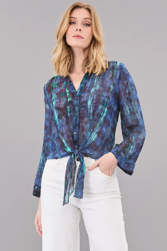 Printed Tie Front Shirt