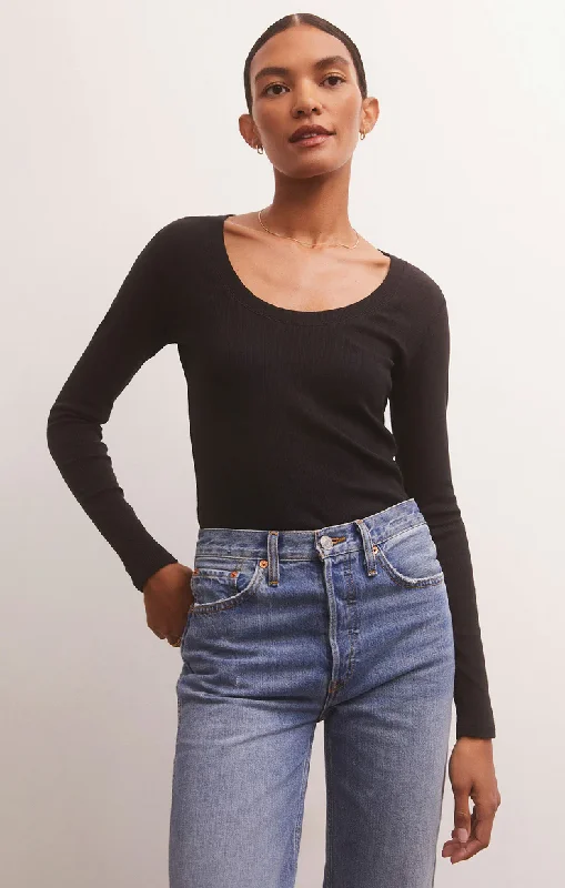 Sirena Rib Long Sleeve Tee Black