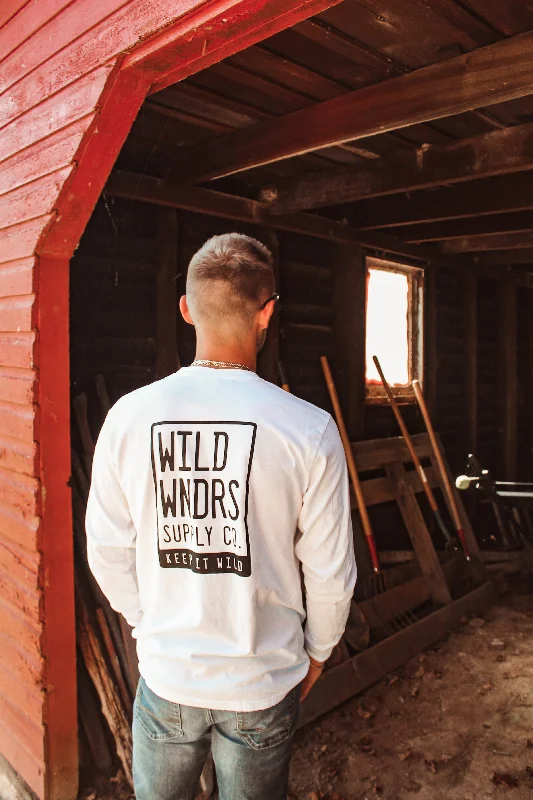 Stamped Long Sleeve Tee in White